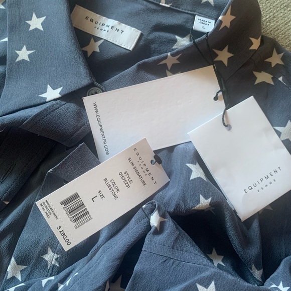 NWT - Equipment - Slim Signature Long Sleeve Printed Silk Shirt - Size L - Picture 7 of 7